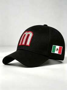 1pc Men Mexico M‑Letter 3D Embroidered Baseball Cap Side Mexican Flag Print Adjustable Hat For Hiking Casual Street Party Travel - Multiple Styles - View 5