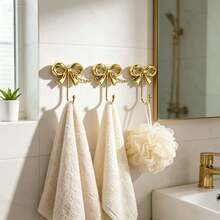 Gold Bow Wall Hook, Wall-Mounted, Gold Hook, Suitable For Coats, Towels, Room Decor, Bathroom, Cute & Charming Decoration, Office - Gold - View 4