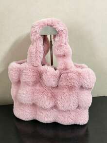 BAILEE A Casual, Cute, Solid-Colored Plush Shoulder Bag With Soft, Velvety Material And A Large Capacity That Closes Magnetically. A Great Gift Option. - Multicolor - View 14