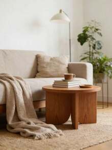 1pc Vintage Creative Solid Wood Coffee Table, B&B Decor Small Table, Minimalist Cafe Leisure Table, Sofa Side Table, Tea Table - Coffee Brown - View 6