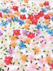 30pcs Mixed Color Gardenia 5-Petal Nail Art Charms, Glow-In-The-Dark 3D Fresh Clear Resin Nail Rhinestones, Small Decorative Accessories For Phone Case, Hair Clip, Earrings - Multicolor - View 2