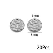 20 Pcs Stainless‑Steel Hammered Textured Round Disc Pendants, Gold‑Plated Single & Double Hole Connector Charms, DIY Jewelry Craft Supplies - Silver - View 12