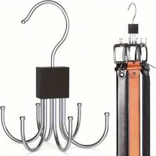 1/2pcs 6-In-1 Rotating Hooks: Wardrobe Belt Storage Hanger - Door Hanger - Multifunctional Wardrobe Belt Hook Tie Scarf Bag Hanger - 6-prong Hook - View 2