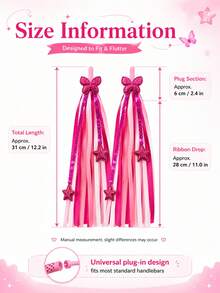 1 Pair New Bicycle Handlebar Star Ribbon, Electric Scooter Motorcycle Handlebar Ribbon, Handlebar Tassel Ribbon, Bicycle Handlebar Decoration Accessories, Balance Scooter Skateboard Handlebar Universal Decoration Ribbon - Multicolor - View 2