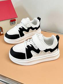 Toddler Thick Sole Sports Shoes Layered Wave Patchwork Soft Bottom Shock Absorbing Hook & Loop Baby Outdoor Shoes - Black - View 2