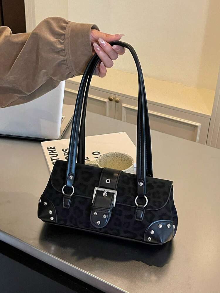Korean Niche Design Shoulder Bag Boston Bowling Handbag Underarm Bag With Multiple Pockets Large Capacity - Black - View 5