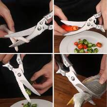 1 PC Stainless Steel Kitchen Shears For Chicken Bones And Meat, Multifunctional, Household Use And Labor-Saving Kitchen Tool - Silver - View 8