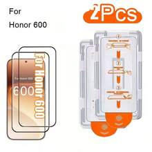 2pcs One-Touch Dust-Free Tempered Glass Screen Protector For Honor 600/600 Pro/600 Lite, 9H Hardness High Definition Transparent Glass, Anti-Scratch, Easy Installation, Auto Dust Removal, Oleophobic Coating, Bubble-Free Seamless Fit, Shatterproof Reinforced, Black Border Smooth Responsive Feedback, Dust-Proof Bubble-Free - Clear - View 4