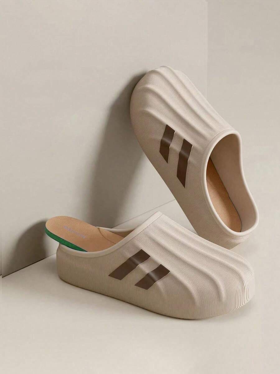 Men's Summer Full Coverage Slouchy Minimalist Design Soft & Thick Sole Easy Care Slip-On Sandals, Relaxed Fit For Home, Bathroom, Daily Wear - Khaki - View 1