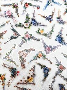 50pcs Flower Picture Frame Stickers For Adults Teens Sticker Enthusiasts Scrapbooking Journaling Laptops Skateboards Water Cups & More, Add A Fun Touch To Your Devices! - Flower Picture Frame - View 4