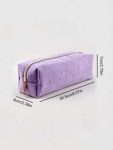 1/2pcs Solid Color/Plaid Multi-Functional Pencil Case, Diamond Pattern Large Capacity Pencil Box, Stationery Bag, Plush Student Pencil Case, Suitable For School Supplies, Back To School Season - Purple - View 6