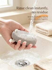 1pc Natural Volcanic Pumice Foot Scrub Stone, Oval Ergonomic Design With Hanging Rope, Fine Pore Surface, Gentle Exfoliating Tool To Remove Calluses And Dead Skin, Suitable For Daily Bathroom Foot SPA Care - Multicolor - View 3