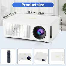Mini Portable LED Projector 1080P, 180° Rotation, Tilt Correction, Built-In Speaker, Home Theater, Compatible With Smartphone, Tablet, PC, USB, AV, SD Card, TV Box, Only Includes PD Cable, No Plug Or Power Adapter - White - View 6