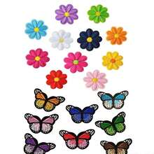 Colorful Butterfly & Flower Pattern Iron-On Embroidery Patch - Fun Design - Easy To Sew Or Iron, Durable Fabric Badge, Suitable For Personalized Jackets, Bags, Etc. - 19-pack - View 12