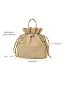 1pc Portable Insulated Lunch Box Bag, Drawstring Nylon Waterproof Lining With Thermal Layer, Large Capacity Handheld Bento Bag, Perfect For Work, School, Outdoor Picnic And Daily Use - Multicolor - View 8