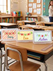1pc Custom Name Pencil Box,Personalized Cute Cartoon Apple Pencil Print Customized Pencil Container,Back‑To‑School Supplies,Custom Gift For Classroom Use - Multicolor - View 2
