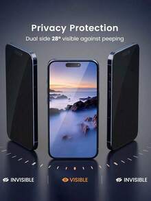ZYSHI Screen Protector For 17, 16 Pro Max, 16 Pro, 16e, 16, 16 Plus, 15 Pro Max, 15, 15 Pro, 15 Plus, Anti-Peeping Privacy Protection, Ultra-Clear Tempered Glass, 9H Hardness, Hook And Loop Installation, 2 Packs, Must Have - Clear - View 3