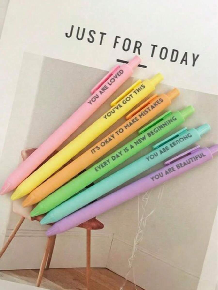 6/12/30/60pcs Macaron Color Retractable Ballpoint Pens, Cute Design, Black Ink, Easy Clip, Soft Rubber Grip, Colorful Pens Suitable For Journals, Writing, School, Office And Pencil Case - Multi-color - View 1