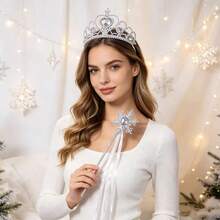 2pcs Multi-Color Optional, Heart Crown Magic Wand Set, Princess Style Cos Party Costume Accessories, Christmas Decoration,Halloween - White - View 6