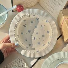 Set Piring Keramik 4 Buah dengan Motif Pita & Kepingan Salju - Termasuk 2 Mangkuk dan Sendok, Aman untuk Mesin Cuci Piring, Cocok untuk Sereal, Sup, Salad, Sarapan, Yogurt, Makanan Penutup, dan Es Krim - Kepingan Salju - Pilihan ganda - View 4