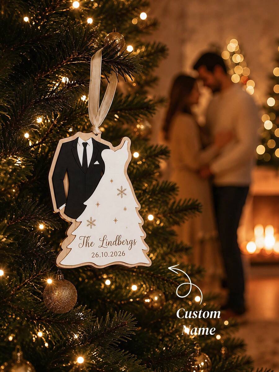 Personalized Wedding Decoration Ornament, Bride And Groom Christmas Ornament, Personalized Couple's Ornament, Wedding Gift, Christmas Gift - Multicolor - View 1