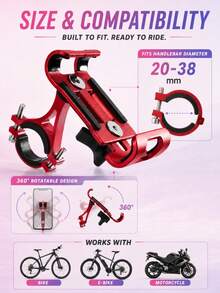 1pc Aluminum Alloy Phone Holder, Rotatable Handlebar Phone Mount For Cycling Navigation, Cycling Gear - Multicolor - View 5