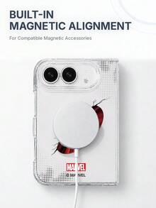 Disney Casing HP Miniso Motif Lukisan Grafiti Kartun Kreatif Marvel, Pelindung Transparan Minimalis Kompatibel dengan iPhone 18 Duo, Gaya Couple Unisex, MagSafe Magnetik Lipat Fashion - Clear - View 5