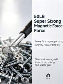 50LB Telescoping Magnetic Pickup Tool, Extendable Magnetic Magnet Stick, Non‑Slip Ergonomic Handle Magnetic Retriever Tool For Retrieving Screws Nuts Metal Parts Auto Repair DIY Hand Tool - A - View 3