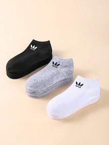 5/10/20/50 Pairs Random Sport Ankle Socks Black White Grey Solid Color Low Cut Short Socks Breathable Halloween Kids Socks For Fall Running Walking - Multicolor - View 2
