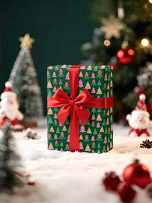 1 Roll Of Christmas Gift Wrapping Paper With Colorful Christmas Tree Patterns;Perfect For Christmas Gift Wrapping,Decorating For Christmas Parties,Home Festive Decoration,DIY Craft,Festive Favour Wrapping 1 Roll Size: 43 Cm X 300 Cm. - A - View 5