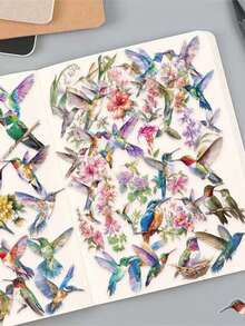 50PCS,Hummingbird Transparent Stickers,Scrapbook Supplies,Creative And Aesthetic Design Sticker,Suitable For Notebook,Journaling Supplies,Mobile Phone - 50pcs - View 5