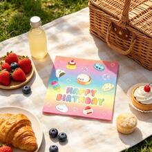 20/40pcs Cute Cartoon Food Themed Birthday Paper Napkins, 16.5cm Size, Gradient Color Design, Suitable For Dumplings, Buns, Sushi, Ice Cream And Other Food Shapes. Disposable Napkins For Birthday Party Table Decoration Design - View 3