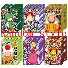 SUPER MARIO BROS. 1set/6pcs Cartoon Character DIY Puzzle Stickers, Princess Fun Disguise Play, Suitable For Hand Accounts, Notebook Decoration. Party Fun Gift With High Playability. Halloween, Christmas, Thanksgiving And Other Festivals (Stochastic Style) - Multicolor - View 9