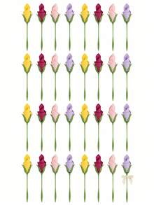 32pcs Rose Shaped Napkin Holders, Green Plastic Twisted Flower Bud Napkin Rings Set, Suitable For Wedding, Home Decor, Vase Filler, Teacher's Day Gift, Birthday Gift, Mother's Day Gift, Thanksgiving Gift, Kitchen Decor, Party Decor, Christmas Decor Gift, Size 7.8 Inches - View 13