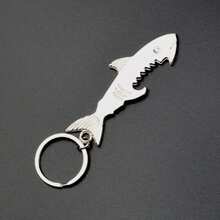 1pc Shark Bottle Opener Keychain, Creative Fish-Shaped Key Ring, Mini Portable Bottle Opener, Suitable For Men, Fishing, Camping, Outdoor Activities And Gifts - Multicolor - View 4