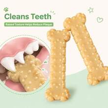 1pc Puppy Keep Durable Chew Toy, Suitable For Aggressive Chewers, Indestructible Dog Bone Toy For Small Dogs, Peanut Butter Scented Nylon Material, Puppy Teething And Dental Cleaning Toy - Yellow - View 8