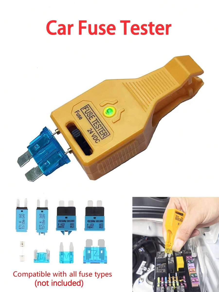 Car Circuit Tester DC 24V Automotive FuseTester And Puller Check For Circuit Breakers For Car ATR ATO/ATC ATM Multi-Functional Car Checker Puller Removal Tool Also Test For Glass Tube Fuse