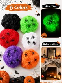 Halloween Spider Web Decor, Halloween Haunted House Graveyard Spider Web Strings With Fake Spiders, Halloween Decoration Props For Party, Costume, Photography Backdrop, Perfect Halloween Gift - Multicolor - View 4