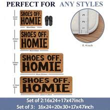 1pc Flannel Doormat, Faux Coconut Shell Brown Texture, Funny Text Print Shoes Off, Homie, Rubber Non-Slip Bottom, Absorbent, Machine Washable; Suitable For Entryway, Foyer, Porch, Apartment Rental, Pet Home Decor, Fun Housewarming Gift - Multicolor - View 3