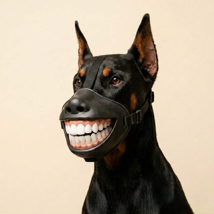 Pet Silicone Muzzle, Funny & Personalized Pet Muzzle, Suitable For Large Dogs, Cane Corso, Doberman, Rottweiler, Shepherd, Great Dane - Black - View 1