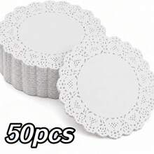 50/100/200pcs Round Lace Doilies, Lace Cupcake Liners, Used For Fried Foods, Desserts, Cookies, Party, Wedding, Table Decoration, Cookie And Cake Liners - Multicolor - View 12