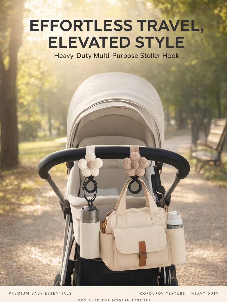 1 buah/2 buah Gantungan Stroller, Gantungan Penyimpanan Berbentuk Bunga, Cocok untuk Mengatur Tas, Penggunaan Sehari-hari, Belanja di Luar Ruangan, Perlengkapan Bayi Baru Lahir, Perlengkapan Perjalanan, Aksesori Stroller, Gantungan Penyimpanan Praktis