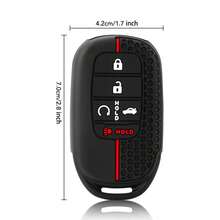 適用於 Smart 5 按鈕鑰匙遙控器保護套，蜂巢紋理全包覆矽膠鑰匙套，適用於 Civic、Helios、Accord、XRV、CR-V - 黑色的 - 查看 5
