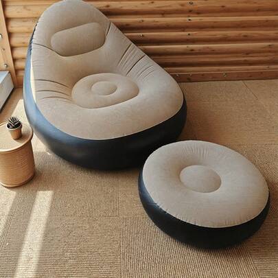 Seating furniture set / Sofa set Inflatable Sofa With Footstool | Home Slouchy Sofa Bed, Outdoor Camping Foldable Quick-Inflate Leisure Chair. High-Quality Adult Inflatable Sofa Set, Includes Sofa And Footstool 2-Piece Set. Can Be Used As A Home Slouchy Sofa Bed And Instantly Converted Into