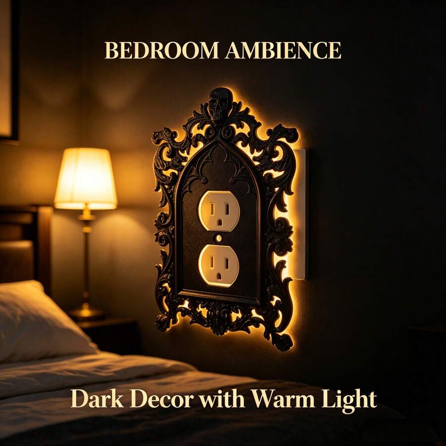 لوحة مفتاح كهربائي بتصميم جمجمة كنسية بأسلوب قوطي مع براغي، ديكور هالوين، بطانية مأخذ كهربائي - متعدد الألوان - مشاهدة 1