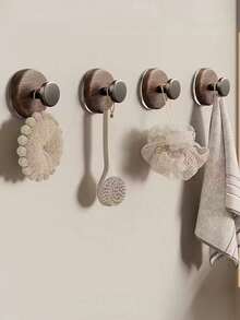 1pc 2-In-1 Suction Cup Hook, Dual Locking Suction Cup And Adhesive Hook, Wall Hook, Towel Hook, Wood Grain Hook, Reusable, Window Glass Kitchen Utensil Storage, Suitable For Bathroom, Kitchen, Bath Ball, Towel, Coat, Strong Load-Bearing, Waterproof And Rust-Proof - Multicolor - View 15
