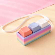 1PC Rainbow Pattern Button Keychain, Cute Bag Hanging Ornament Key Ring Charm, Mini Pendant Decor, Small Holiday Gift For Friends - Multicolor - View 16