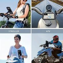 (1pc Bracket + 2pcs Silicone Suction Cups) Waterproof Phone Holder Set, Suitable For Bicycle, Motorcycle, Electric Scooter, With Screen Cover Magnetic Design, ABS Material Telescopic Navigation Bracket, Waterproof - Black - View 5