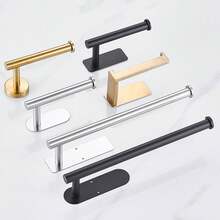1pc Stainless Steel Kitchen & Bathroom Paper Towel Holder, Wall-Mounted Toilet Paper Rack, No-Drill Towel Bar, Multi-Functional Dish Cloth Holder - Multicolor - View 11