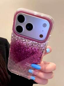 Premium Korean Style Glitter Gradient Purple Heart Phone Case Compatible With Iphone 18 Pro Max, Apple 16 New 15 Pro, Girly 16 PM, Unique 17 Pro Protective Cover - Red Violet - View 2